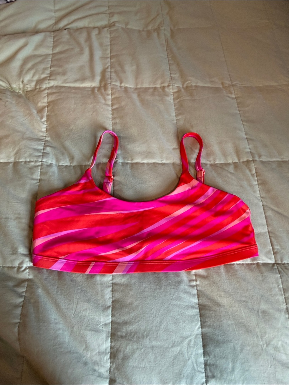 Pink and Orange Striped Bikini Top
